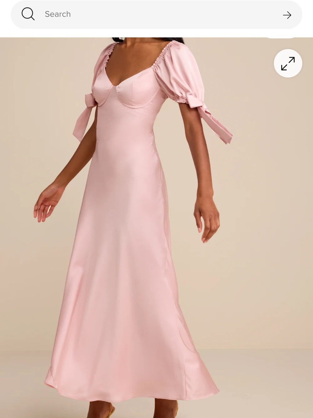 Lulu's Pink Satin Puff-Sleeve Midi Dress